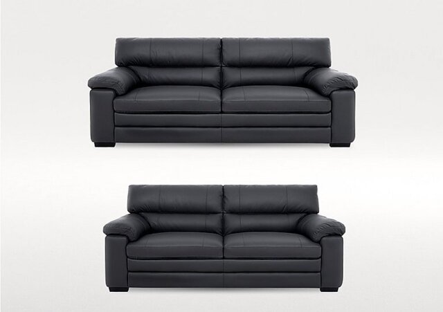 World of Leather - Cozee 3 Seater Leather Sofa and 2 Seater Sofa Set - Shale Grey - Sofas and Armchairs - In Time for Christmas