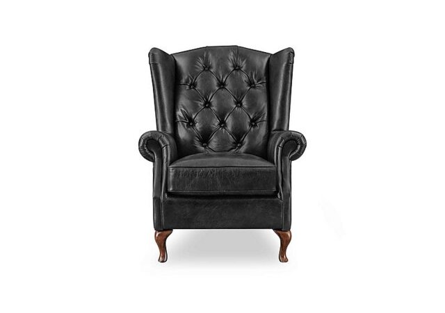 At The Helm - Harriet Leather Wing Chair with Walnut Feet