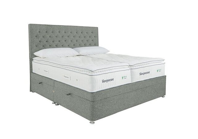 Sleepeezee - Natural Touch 3000 Pillowtop Zip and Link Side Ottoman Divan Set - Tweed Mint