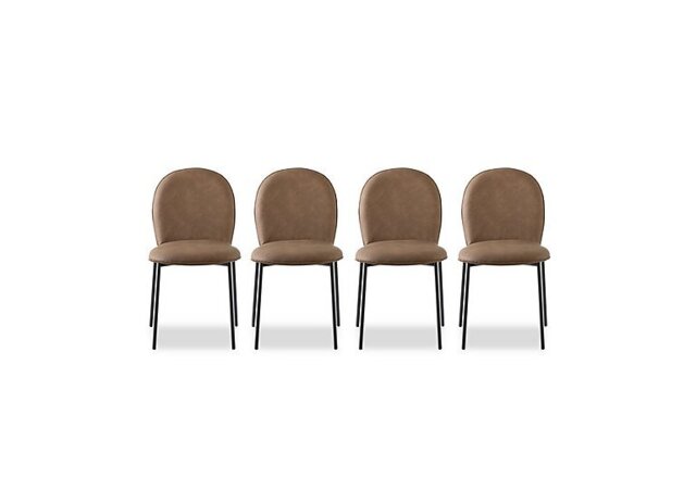 Connubia - Riley Set of 4 Mid Black Metal Leg Dining Chairs - Tobacco