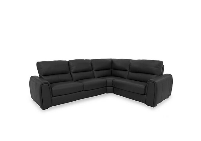 World of Leather - Flex NC Leather Small Right Hand Facing Corner Sofa Bed with Storage Arm - Black