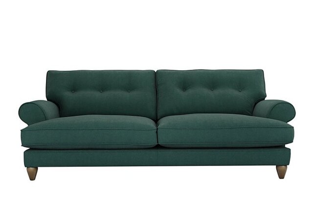 The Lounge Co. - Bronwyn 4 Seater Fabric Classic Back Sofa With Vintage Oak Feet - Curly Kale