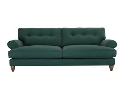 The Lounge Co. - Bronwyn 4 Seater Fabric Classic Back Sofa With Vintage Oak Feet - Curly Kale