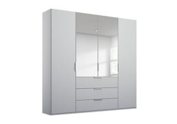 Rauch - Formes Decor 4 Door Combi Hinged Wardrobe with 2 Mirrors and Drawers - Silk Grey