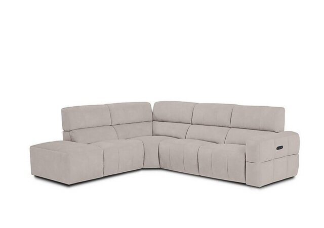 Cube Fabric Power Recliner Left Hand Facing Chaise End Sofa with Power Headrest - Lead Grey
