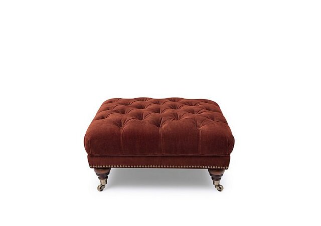 At The Helm - Shackleton Fabric Square Footstool with Castors - Tawny
