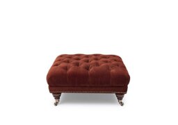 At The Helm - Shackleton Fabric Square Footstool with Castors - Tawny