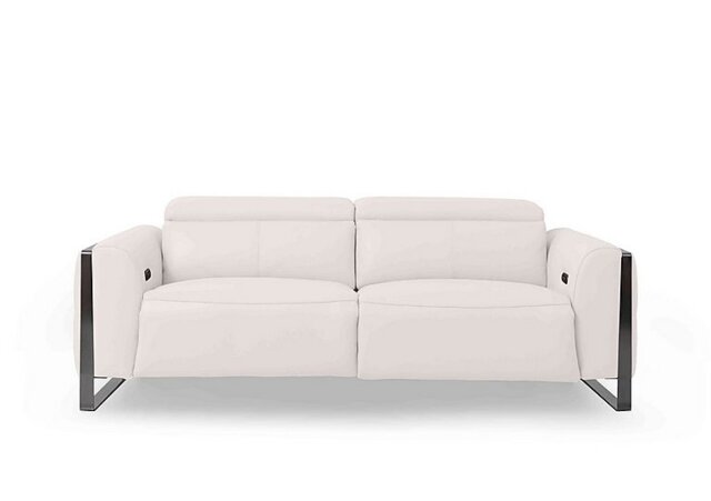Gisella Leather 3 Seater Power Recliner Sofa with Power Headrests - Cotton