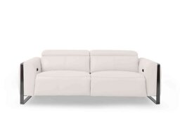 Gisella Leather 3 Seater Power Recliner Sofa with Power Headrests - Cotton