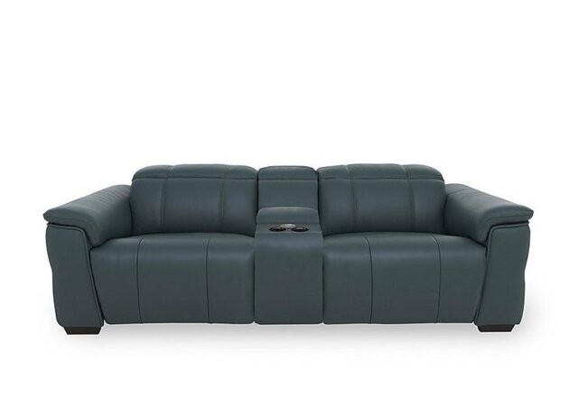 Inca NC Leather 3 Seater Power Recliner Sofa with Pop Up Light Console and Power Headrests - Peacock