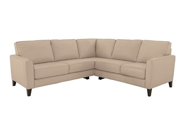 Ideal Home - Brondby Large Leather Corner Sofa - BV Pebble