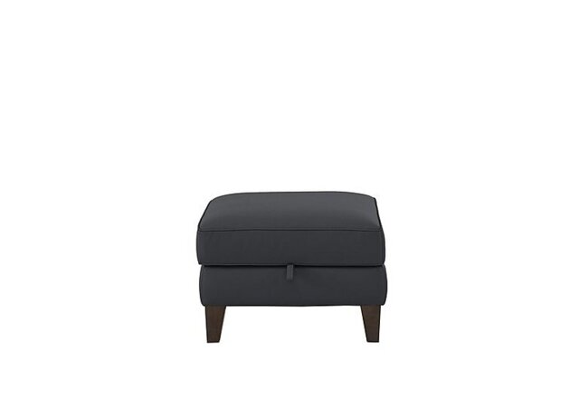 Ideal Home - Brondby Leather Storage Footstool - Shale Grey