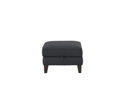 Ideal Home - Brondby Leather Storage Footstool - Shale Grey