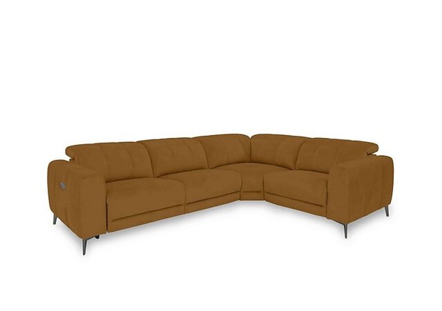 Ezra Fabric Power Recliner Right Hand Facing Corner Sofa with Power Headrest - Opulence Saffron