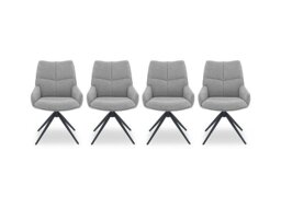 Kiara Set of 4 Fabric Swivel Dining Chairs - Taupe