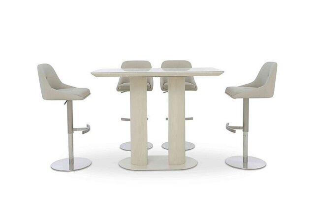 Avorio 130cm Table and 4 Swivel Bar Stools Set