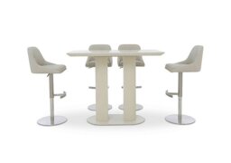 Avorio 130cm Table and 4 Swivel Bar Stools Set