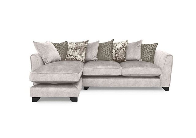Mariah Fabric Scatter Back Left Hand Facing Chaise End Sofa - Dapple Cream with Chrome Insert