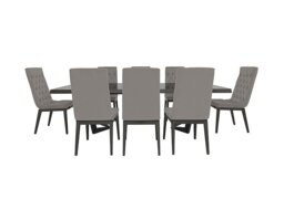 Palazzo 200cm Extending Dining Table in Silver Birch with 8 Capitonne Buttoned Chairs - Scarlet Silver
