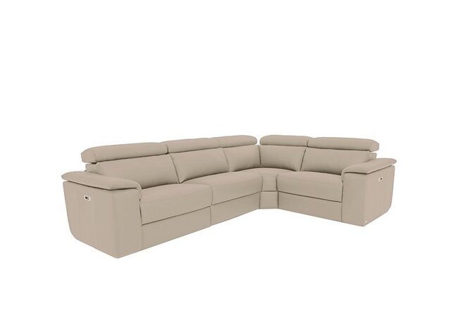 Nicoletti - Davide Small Leather Right Hand Facing Corner Power Recliner Sofa - Torello Fango