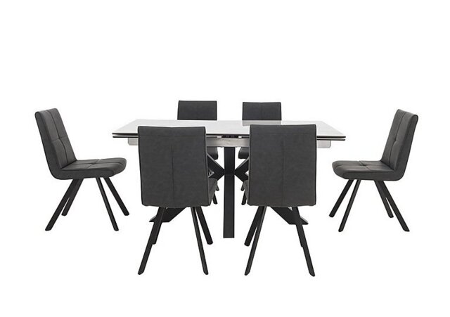 Phoenix Dining Table and 6 Chairs - Dark Grey