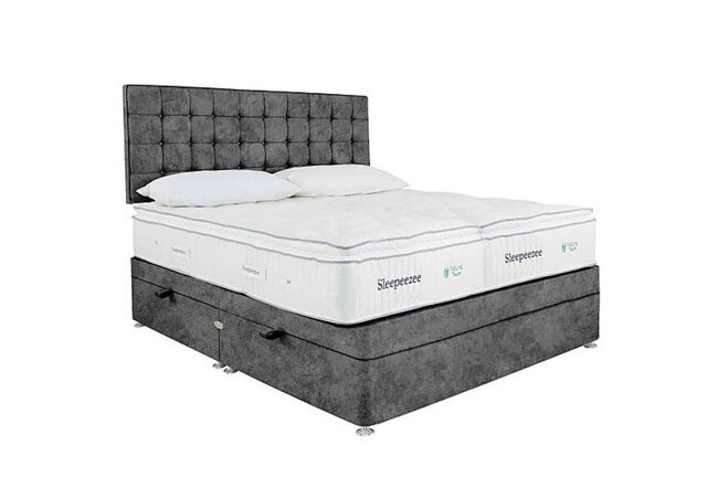 Sleepeezee - Natural Touch 2000 Pillowtop Zip and Link Side Ottoman Divan Set - Daytona Grey