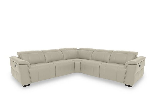 Inca NC Leather Large Power Recliner Corner Sofa with Power Headrests - Bone China