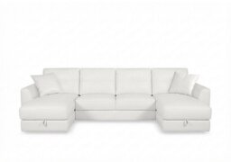 Nest Large NC Leather U-Shaped Corner Sofa with Double Storage Chaises - NC Star White - Sofas and Armchairs - In Time for Christmas