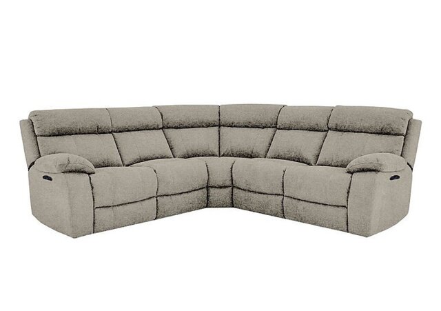 Moreno Fabric Power Recliner Corner Sofa with Power Headrests - R28 Beige