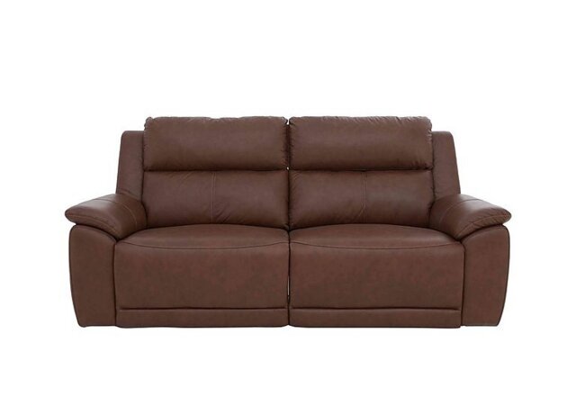 Utah 3 Seater Leather Recliner Sofa with Headrests and Power Lumbar - Roast