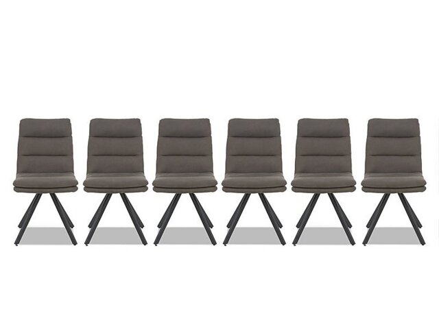 Njord Set of 6 Fabric Swivel Dining Chairs - Anthracite
