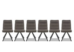 Njord Set of 6 Fabric Swivel Dining Chairs - Anthracite