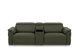 Dolomite 3 Seater Leather Power Recliner Sofa with Power Headrests and Console - Oslo Pine