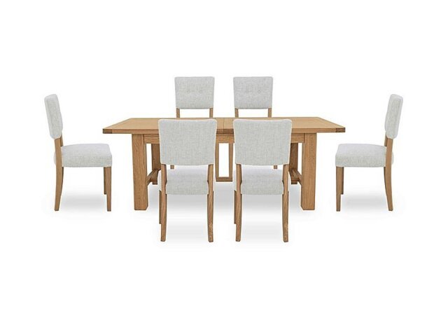 Furnitureland - Augusta Large Rectangular Extending Dining Table and 6 Open Back Upholstered Chairs