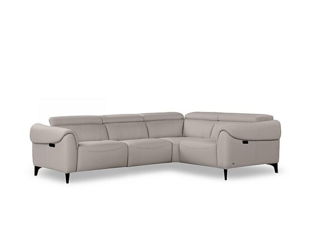 Nicoletti - Nicole Small Leather Power Recliner Corner Sofa with Power Headrests