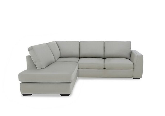 Dinky Leather Left Hand Facing Corner Chaise End Sofa - Lead Grey