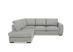 Dinky Leather Left Hand Facing Corner Chaise End Sofa - Lead Grey