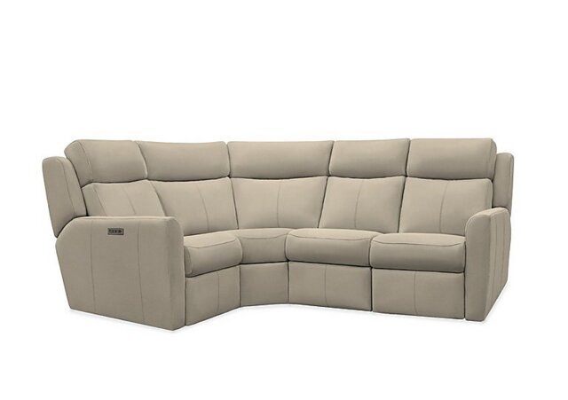 G Plan - Wren Small Leather Power Recliner Left Hand Facing Corner Sofa with Power Headrests and Power Lumbar - Oxford Mushroom