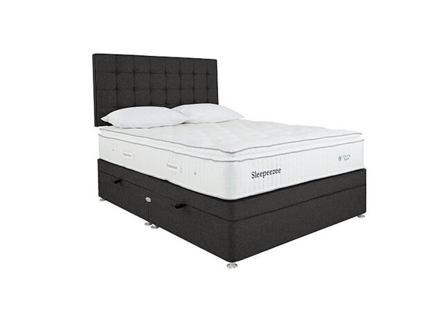 Sleepeezee - Natural Touch 2000 Pillowtop Side Ottoman Divan Set - Double - Tweed Charcoal