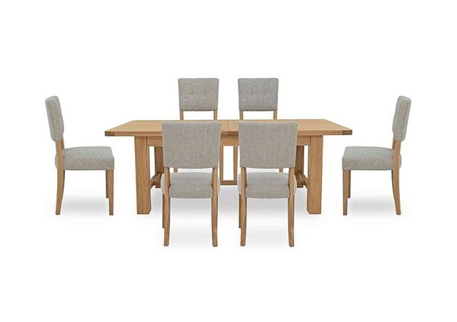 Furnitureland - Augusta Large Rectangular Extending Dining Table and 6 Open Back Upholstered Chairs