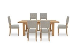 Furnitureland - Augusta Large Rectangular Extending Dining Table and 6 Open Back Upholstered Chairs