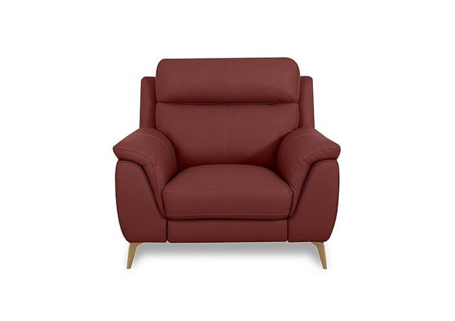 World of Leather - Eclipse Leather Power Recliner Chair with Power Headrest - Deep Red