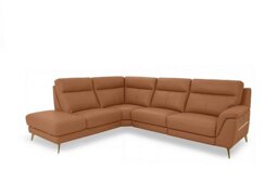 World of Leather - Eclipse Leather Power Recliner Left Hand Facing Corner Sofa with Power Headrests and Chaise End Storage - Pecan