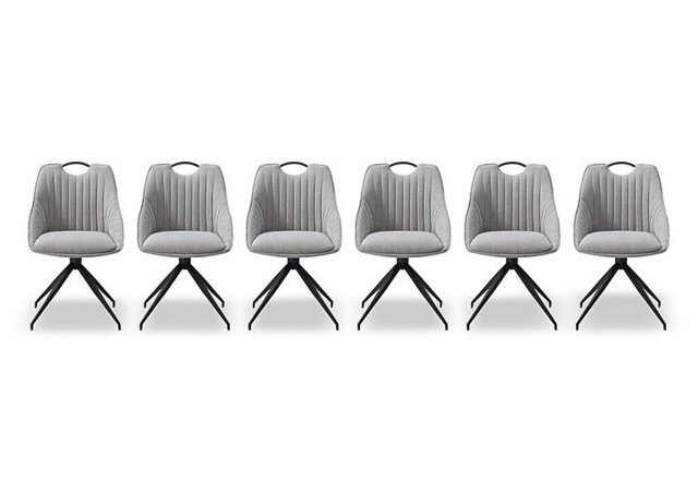 Petra Set of 6 Fabric Swivel Dining Chairs - Silver