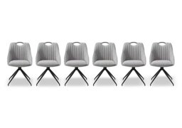 Petra Set of 6 Fabric Swivel Dining Chairs - Silver