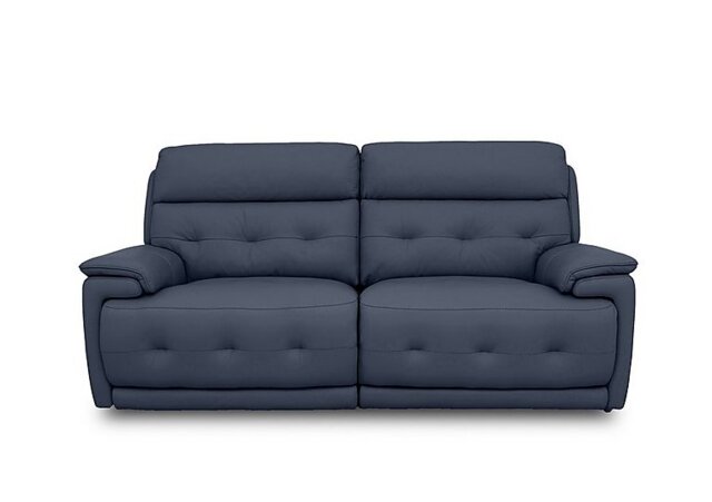 World of Leather - Brescia Leather 3 Seater Power Recliner Sofa with Power Headrests - Ocean