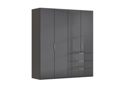 Rauch - Formes 4 Door Bifold Combi Glass Wardrobe - Graphite/Basalt Front