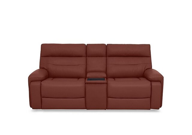 Cinemax Leather 3 Seater Media Console Power Recliner Sofa with Power Headrests - Natural Redmaple