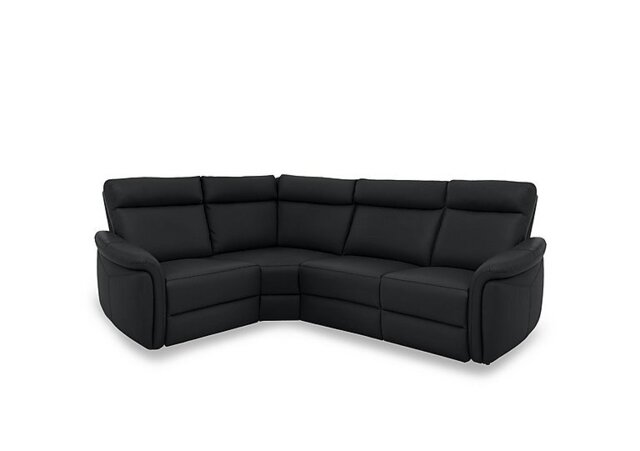 Dublin Leather Power Recliner Corner Sofa with Power Headrests - Natural Black Mica