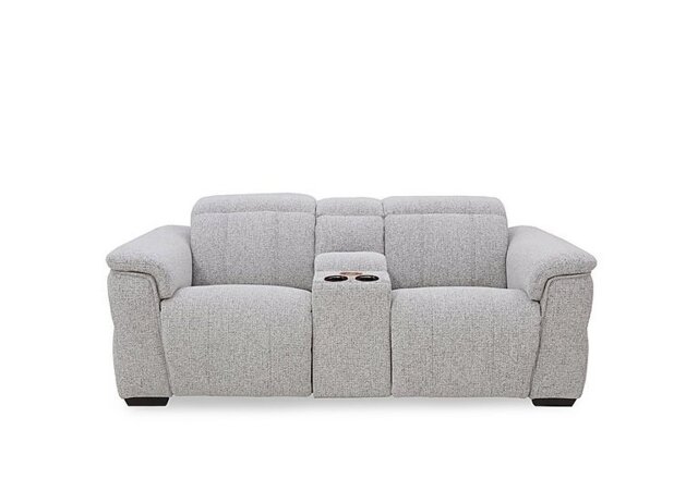 Inca Fabric 2 Seater Power Recliner Sofa with Pop Up Light Console and Power Headrests - Manhattan Stone